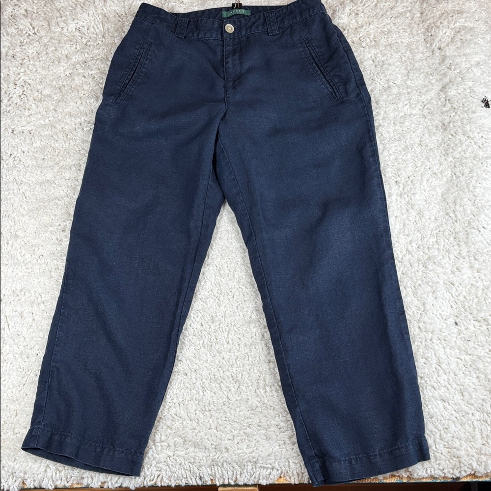Lauren Women's Linen Pants, Navy Blue, Size 6